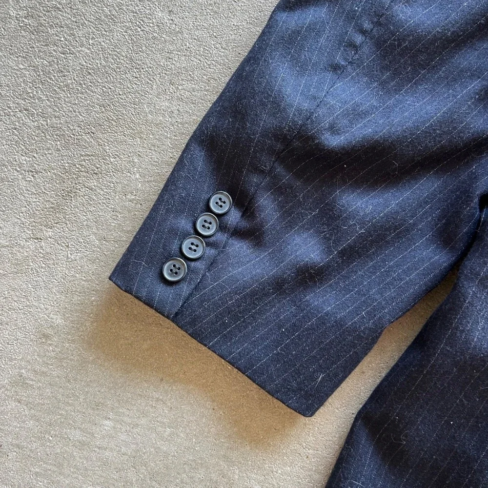 Christian Dior Blazer Jacket Mens‎ XXL Navy Blue Striped Virgin Wool Long Sleeve